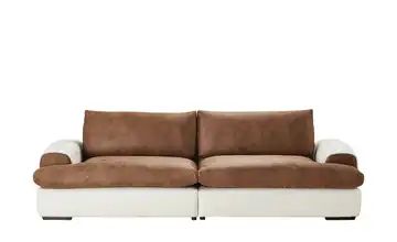 Big Sofa weiß/braun - Flachgewebe/Mikrofaser Gracie