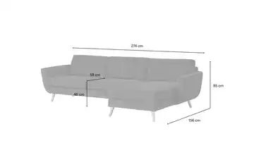 SOHO Ecksofa grau - Flachgewebe Smilla