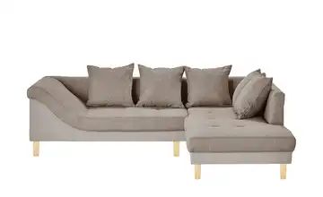 Ecksofa beige/mocca - Flachgewebe/Webstoff Rita