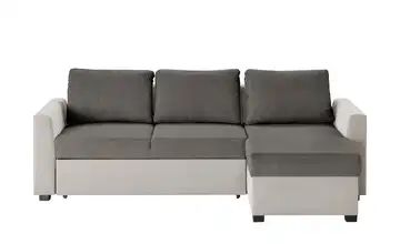 Ecksofa braun/beige - Mikrofaser/Webstoff Selina