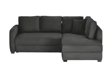 bobb Ecksofa mit Boxspringpolsterung Lisa de Luxe Graphit rechts Webstoff grob