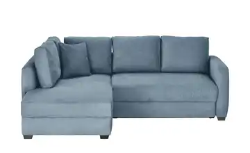 bobb Ecksofa mit Boxspringpolsterung Lisa de Luxe Blau links Webstoff grob