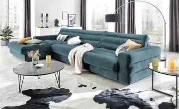 Pop Ecksofa Samt Scarlatti Silber Grau Braun Links