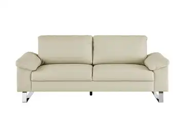 Max Schelling Ledersofa aus Echtleder Maximum 2 Kufengestell verchromt, glänzend Beige