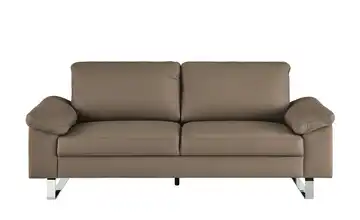Max Schelling Ledersofa aus Echtleder Maximum 2 Kufengestell verchromt, glänzend Haselnussbraun