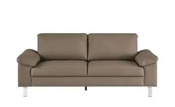 Max Schelling Ledersofa aus Echtleder Maximum 2 Winkel verchromt, glänzend Haselnussbraun