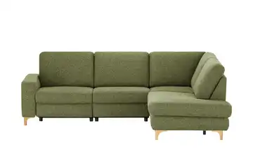 Max Schelling Ecksofa Maximum Plus Olivgrün rechts Erweiterte Funktion Winkel Eiche, geölt