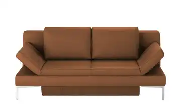 Schlafsofa mit Sitz- und Rückenfläche aus Echtleder Kenny chromfarben Cognac (Braun)