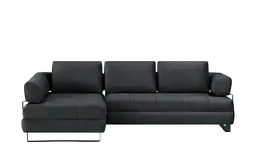 switch Ecksofa in Lederoptik Havana Schwarz links ohne