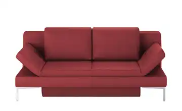 Schlafsofa mit Sitz- und Rückenfläche aus Echtleder Kenny chromfarben Rot