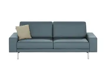 hülsta Sofa Sofabank aus Leder HS 450 Blaugrau 220 cm