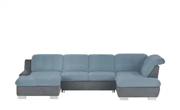 Lounge Collection Wohnlandschaft mit Kopfteilverstellung Davinci Ice (Blau) / Grau rechts Erweiterte Funktion