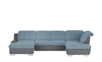 Lounge Collection Wohnlandschaft mit Kopfteilverstellung Davinci Ice (Blau) / Grau rechts Grundfunktion