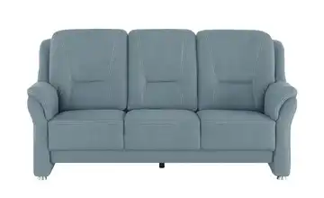 Sofa 3-sitzig aus Mikrofaser Wilma Stahlblau Sitztiefenverstellung elektrisch