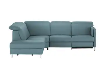 meinSofa Leder-Ecksofa Leon links Erweiterte Funktion Blau