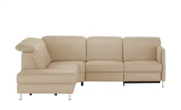 meinSofa Leder-Ecksofa Leon links Erweiterte Funktion Beige