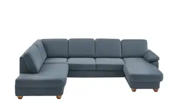 meinSofa Wohnlandschaft  aus Kunstleder Oliver Denimblau links Erweiterte Funktion