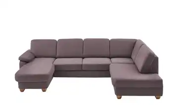 meinSofa Wohnlandschaft  aus Kunstleder Oliver Aubergine rechts Erweiterte Funktion