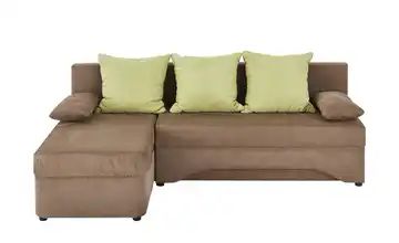 Ecksofa braun/grün - Mikrofaser Paula