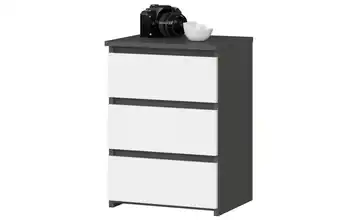 Nachttisch mit 3 Schubladen Carlo Graphit, Weiß