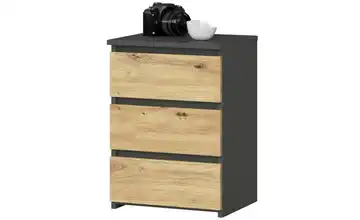 Nachttisch mit 3 Schubladen Carlo Graphit, Eiche Artisan (Nachbildung)