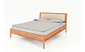 Massivholzbett mit gepolstertem Kopfteil Greta 160 cm Kernbuche 190 cm