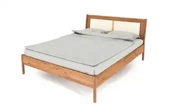 Massivholzbett mit gepolstertem Kopfteil Greta 80 cm Wildeiche 190 cm