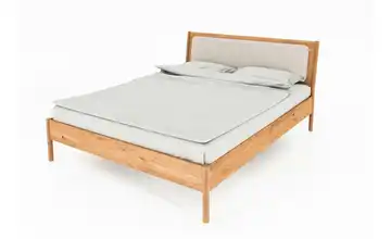 Massivholzbett mit gepolstertem Kopfteil Greta 160 cm Wildeiche 190 cm