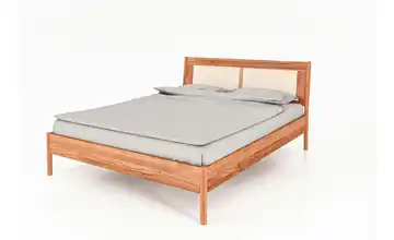 Massivholzbett mit gepolstertem Kopfteil Greta 80 cm Kernbuche 200 cm