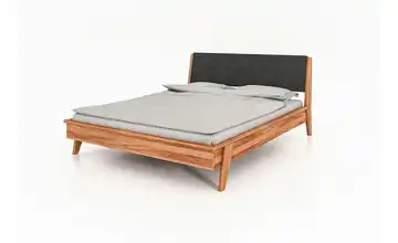 Massivholzbett mit gepolstertem Kopfteil Hugo Kernbuche, Anthrazit 210 cm 180 cm