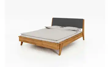 Massivholzbett mit gepolstertem Kopfteil Hugo Wildeiche, Anthrazit 190 cm 160 cm