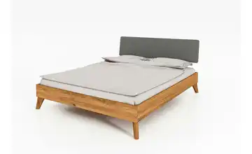 Massivholzbett mit gepolstertem Kopfteil Albert 90 cm Wildeiche 200 cm