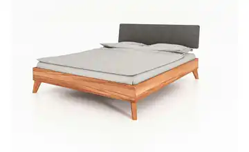 Massivholzbett mit gepolstertem Kopfteil Albert 80 cm Kernbuche 210 cm