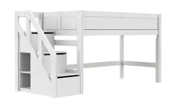 Lifetime halbhohes Bett mit Treppe 120cm Basis Weiß