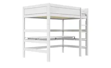 Lifetime Hochbett mit Leiter und Schreibtisch 120cm Original Weiß mit Tischplatte