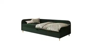 Polsterbett mit Stauraum Ilford links 80x200 cm Dunkelgrün