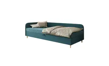 Polsterbett mit Stauraum Ilford links 80x200 cm Pastelltürkis