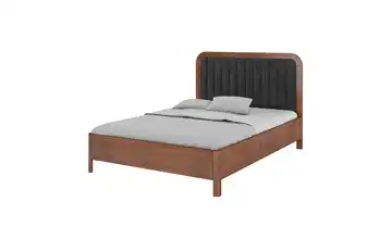 Massivholzbett Modena 140x200 cm Nussbaum (Nachbildung), Schwarz mit Bettkasten