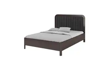 Massivholzbett Modena 160x200 cm Wenge (Nachbildung), Schwarz mit Bettkasten