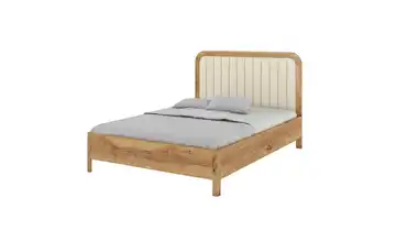 Massivholzbett Modena 140x200 cm Eiche, Beige mit Bettkasten
