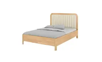 Massivholzbett Modena 140x200 cm Buche, Beige mit Bettkasten
