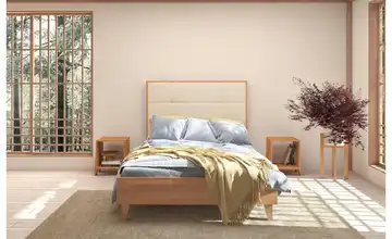 Massivholzbett Buche Frida Buche, Beige 140x200 cm