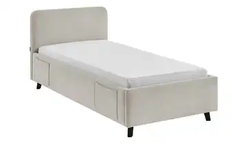 Polsterbett Cosy Schwarz Beige 90 cm Mit Lattenrahmen & Bettkasten