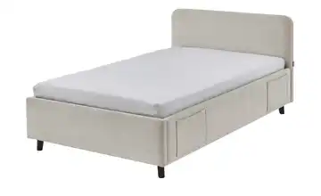 Polsterbett Cosy Schwarz Beige 120 cm Mit Lattenrahmen & Bettkasten