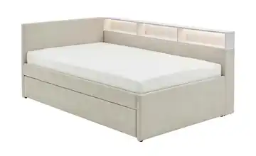 Polsterbett Uno Regal weiß 140 cm Tandemliege Beige
