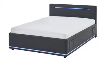 Polsterbett Circle Mit Lattenrahmen & Bettkasten 140 cm Schwarz