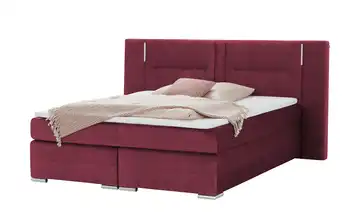 uno Boxspringbett Aston Bordeauxrot 140 cm H2 Mikrofaser in Samt-Optik