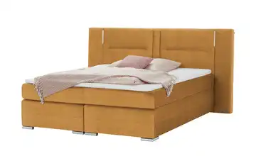 uno Boxspringbett Aston Hellbraun 140 cm H2 Mikrofaser in Samt-Optik