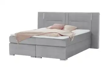 uno Boxspringbett Aston Silbergrau 140 cm H2 Mikrofaser in Samt-Optik