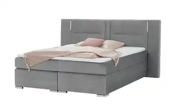 uno Boxspringbett Aston Grau 160 cm H2 & H4 Mikrofaser in Samt-Optik